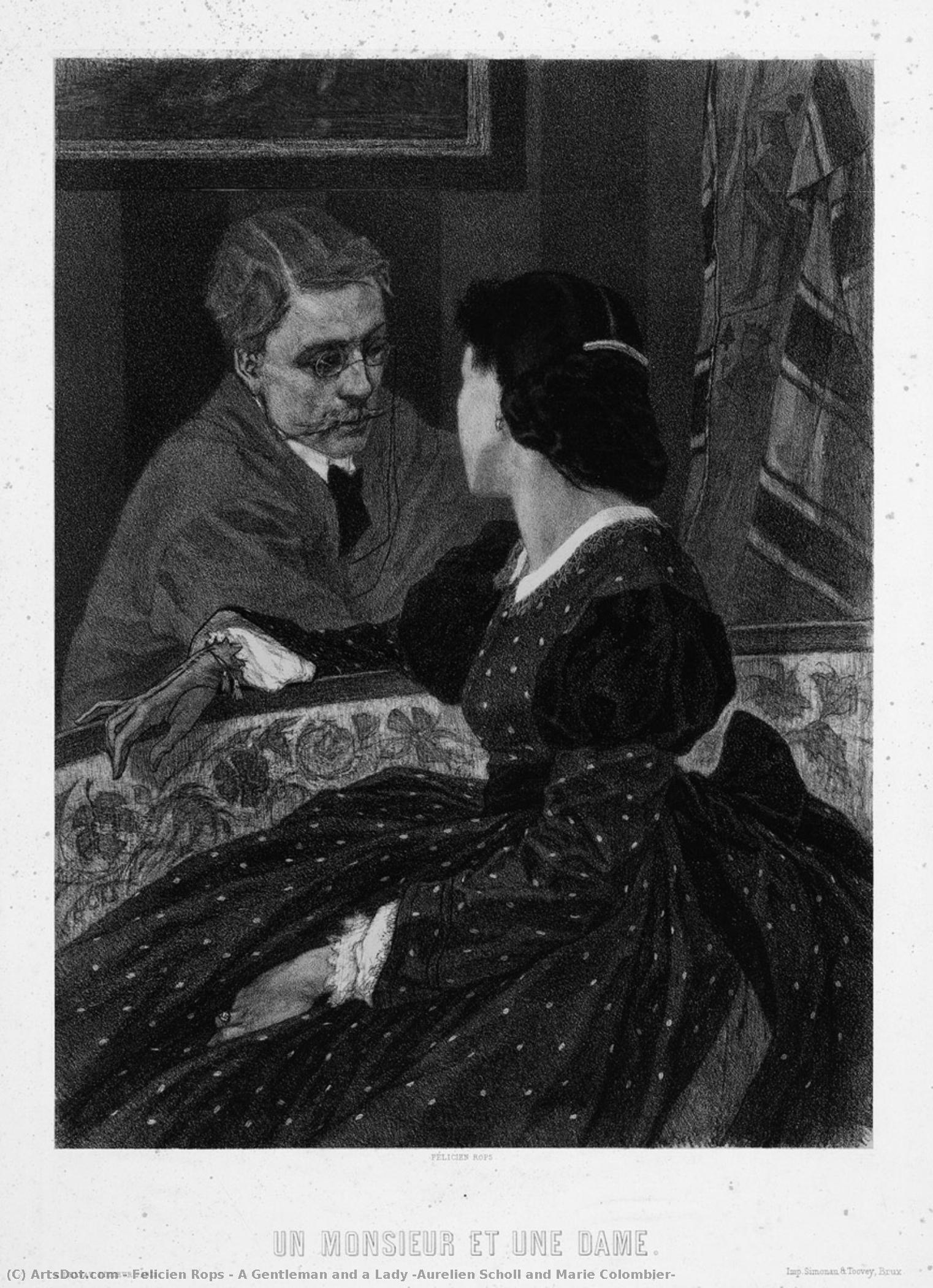 A Gentleman And A Lady (aurelien Scholl And Marie Colombier) — Фелисијен Ропс