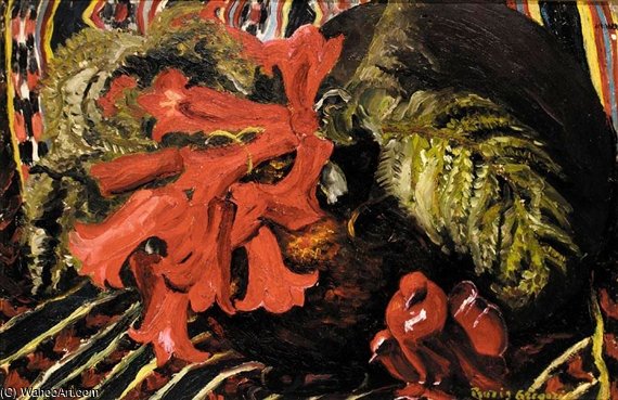 Still Life With Red Flowers — Boris Dmitrievich Grigoriev