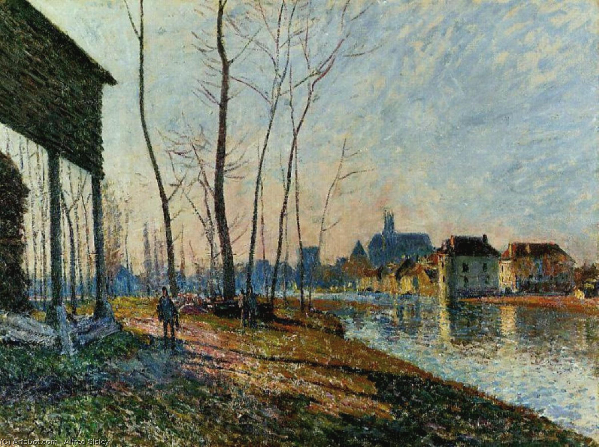 A February Morning At Moret Sur Loing — Alfred Sisley