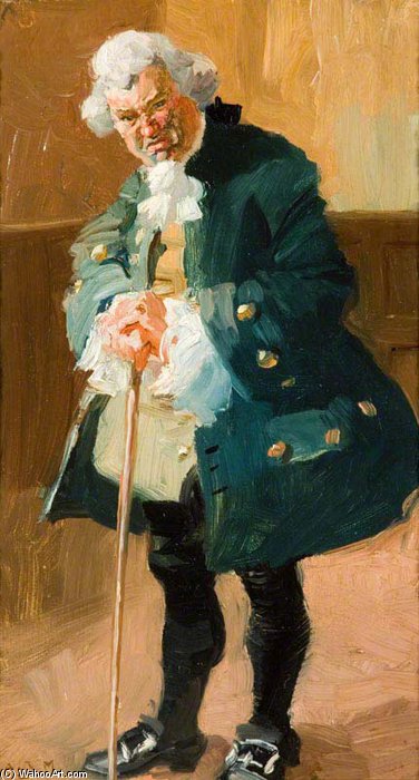 Old Gentleman In Period Costume With Walking Stick — Sir Alfred James Munnings
