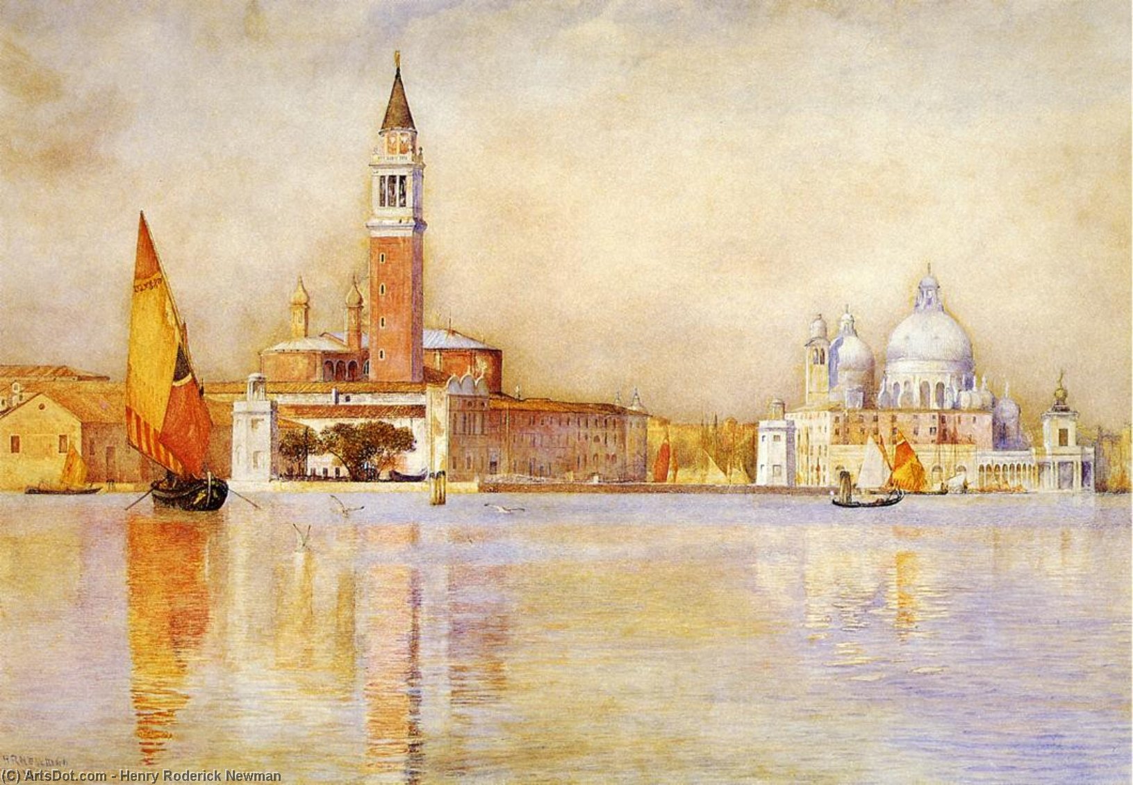 San Giorgio Maggiore And Santa Maria Della Salute From The Giardino Pubblico — Henry Roderick Newman