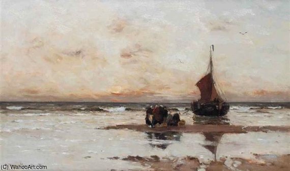 Fisherwomen By A Beached Bomschuit — Gerhard Morgenstjerne Munthe