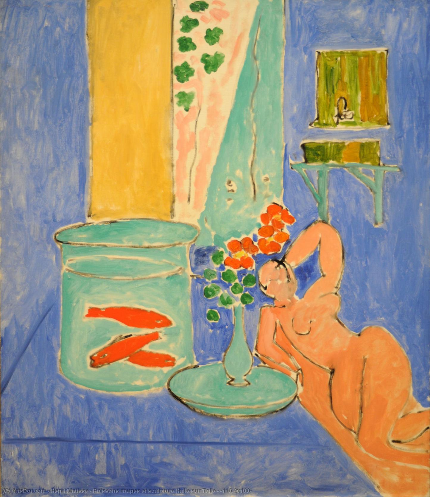 Peces Rojos Y Escultura — Henri Matisse