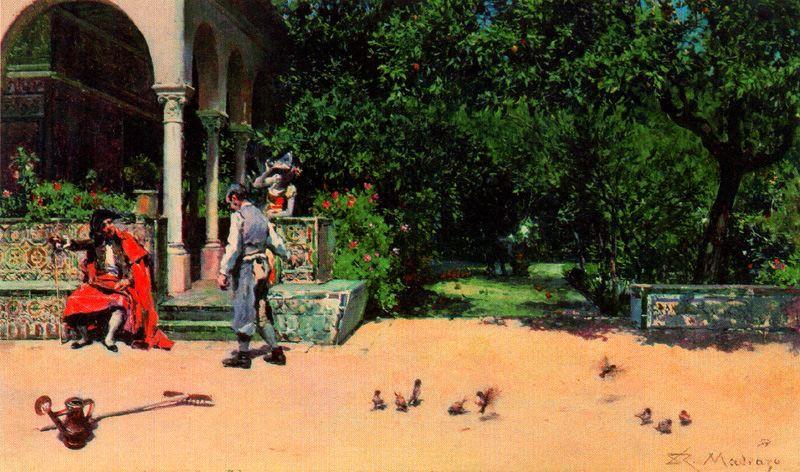 Scene In The Gardens Of The Alcazar Of Seville — Raimundo De Madrazo Y Garreta
