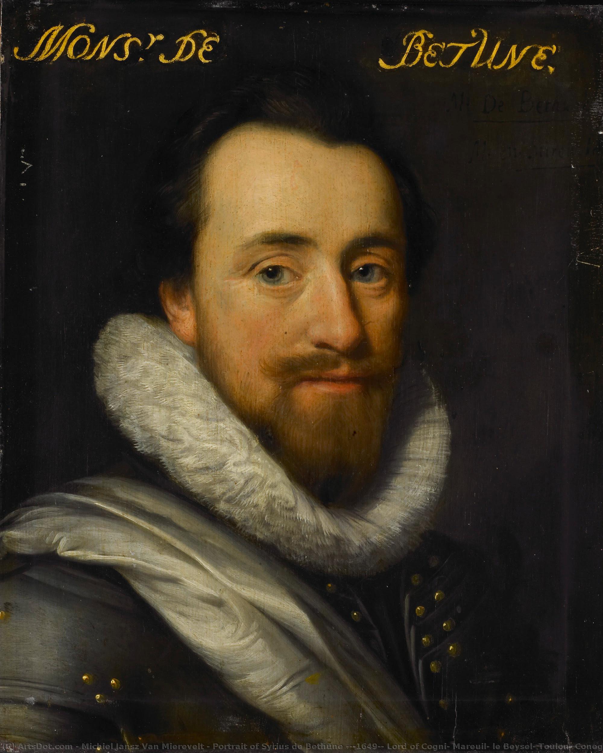 Portrait Of Syrius De Bethune (?-1649), Lord Of Cogni, Mareuil, Le Beysel, Toulon, Conegory And Chastillon, Michiel Jansz Van Mierevelt (workshop Of), C. 1615 - C. 1633 — Michiel Jansz Van Miereveld