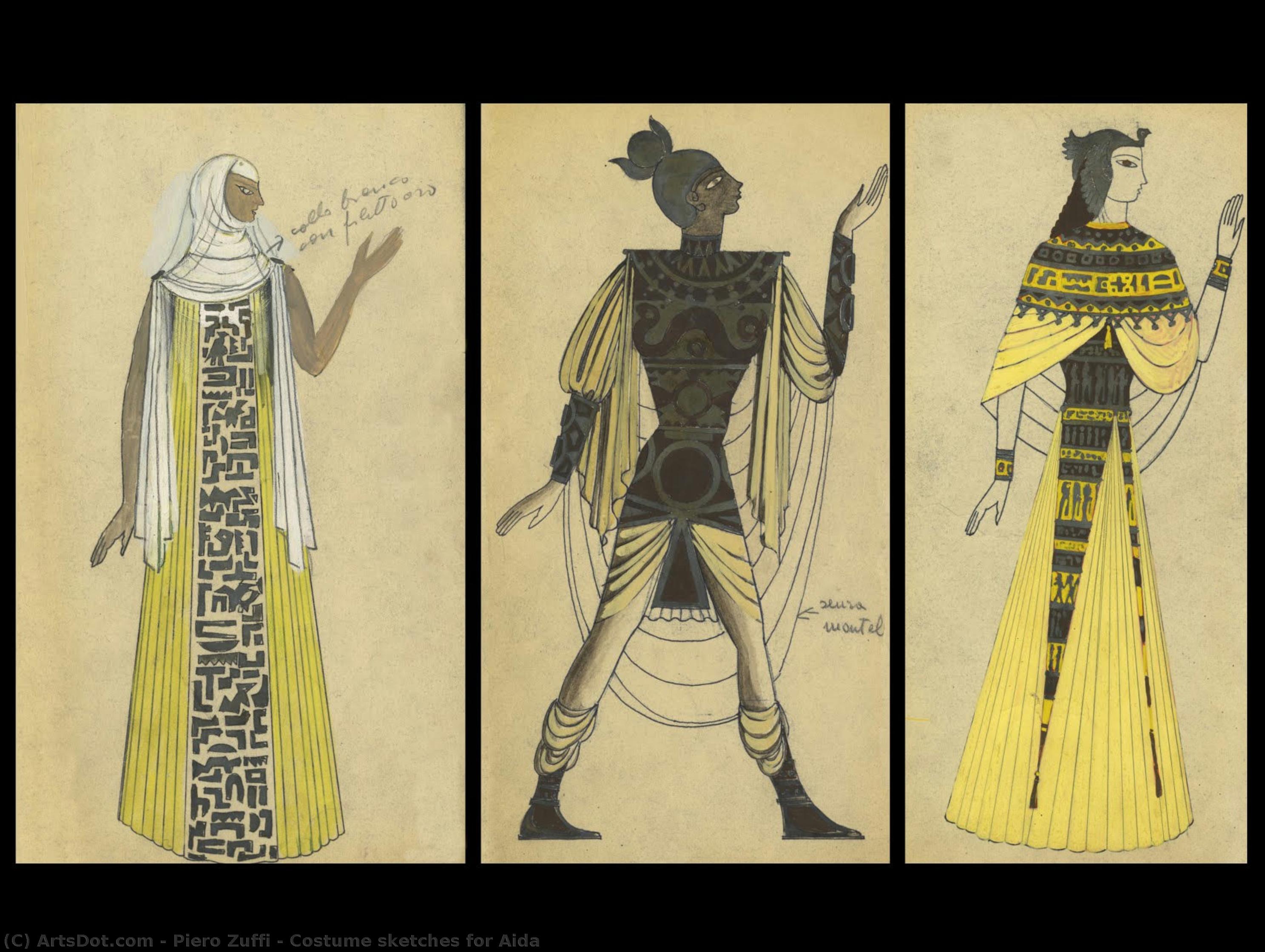 Costume Sketches For Aida — Piero Zuffi