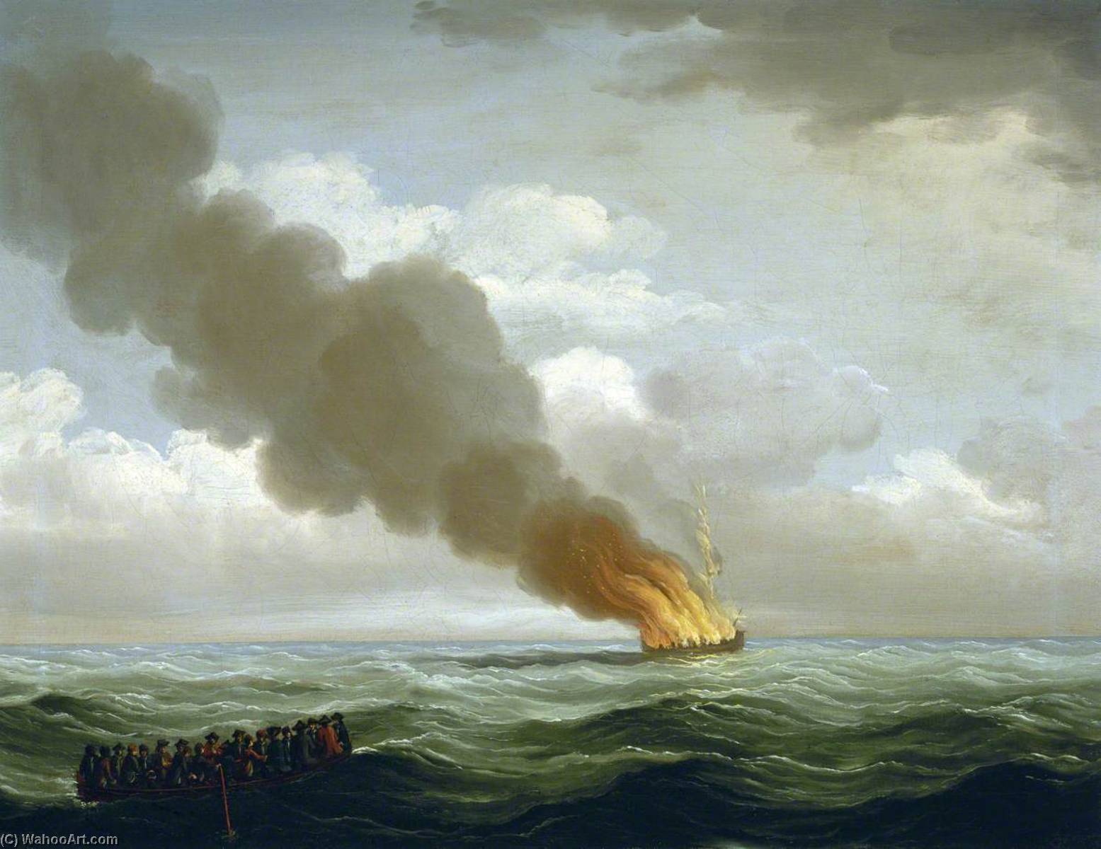 The 'luxborough' Galley Burnt Nearly To The Water, 25 June 1727 — John Cleveley The Elder
