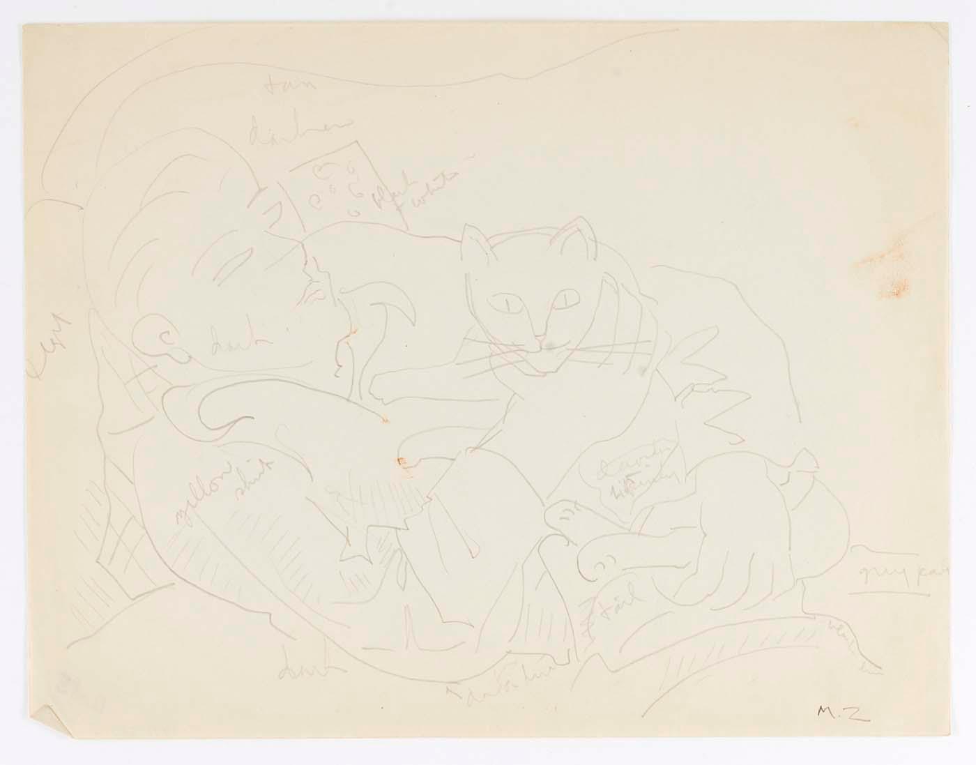 (reclining Man Holding Cat) — Marguerite Zorach