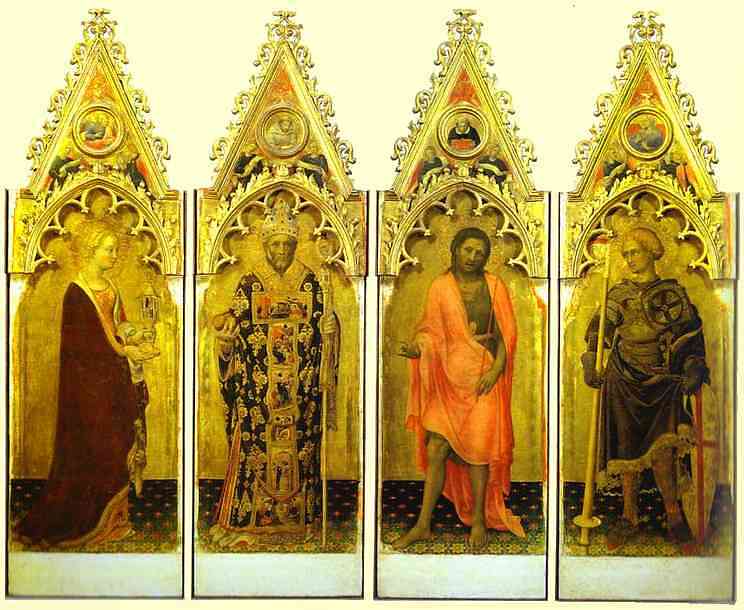 Gentile Da Fabriano - St. Mary Magdalene, St. Nicholas Of Bari, St. John The Baptist, St. George — Đentile Da Fabrijano