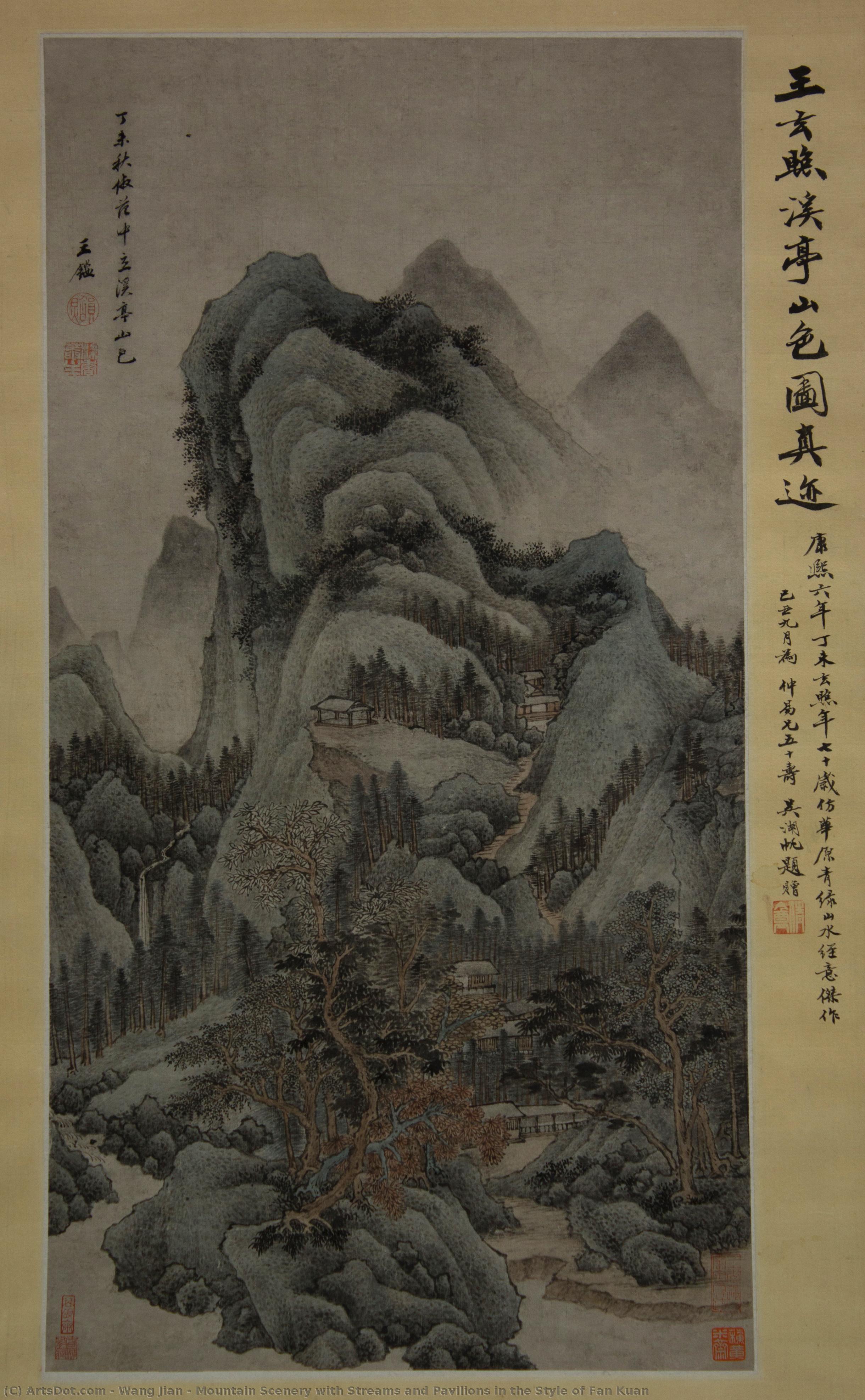 Mountain Scenery With Streams And Pavilions In The Style Of Fan Kuan — Wang Jian