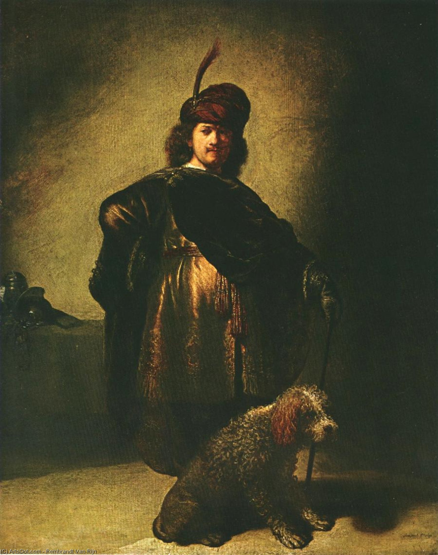 Porträt In Orientalischem Gewand Mit Einem Hund — Rembrandt Van Rijn