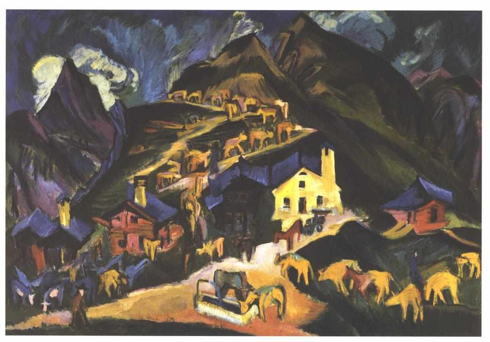 Farmers Driving Cattle To A Alpine Pasture — Ernst Ludwig Kirchner
