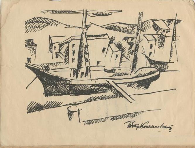 Figure In A Collection Of Poems 'autographs' — Pyotr Konchalovsky