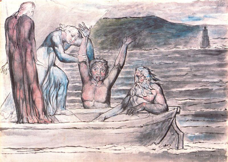 Virgilio, Der Felipe Argenti Aus Einer Bark Im Flias Wirft — William Blake