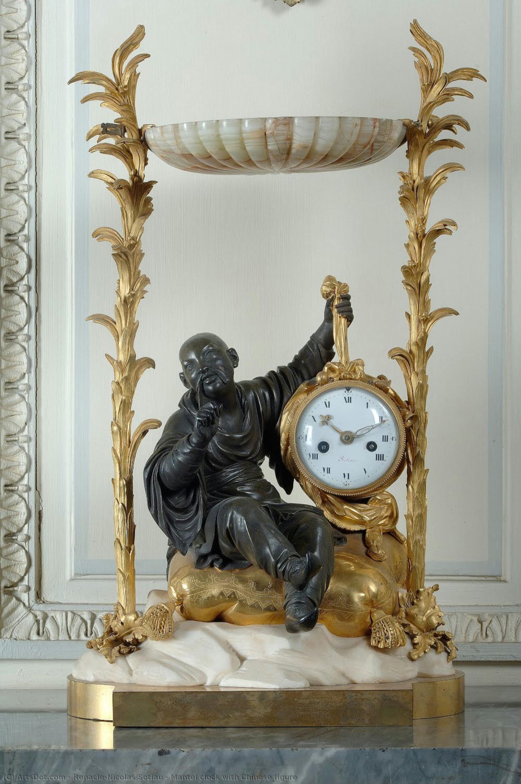 Mantel Clock With Chinese Figure — Renacle-nicolas Sotiau