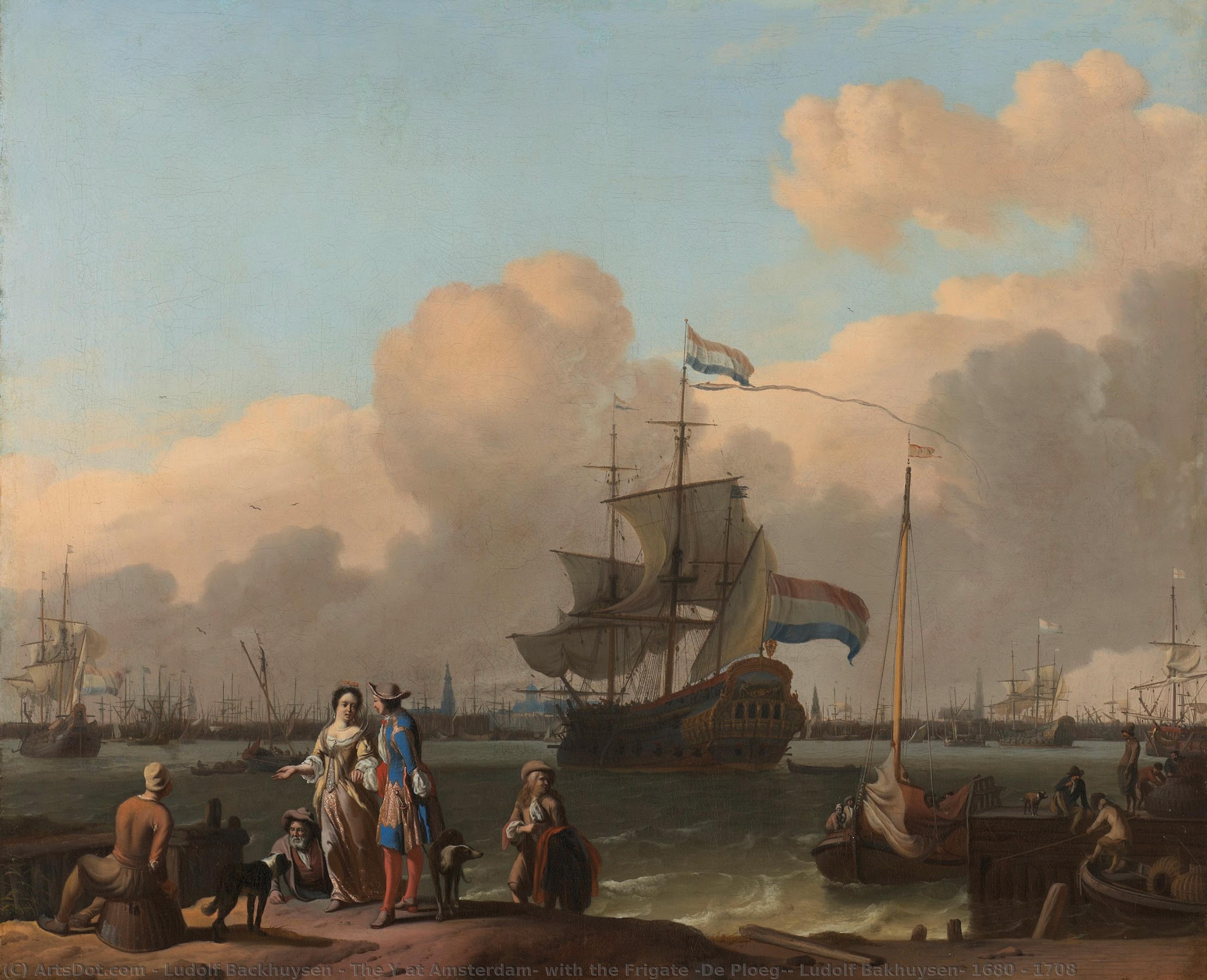 The Y At Amsterdam, With The Frigate "de Ploeg", Ludolf Bakhuysen, 1680 - 1708 — Ludolf Backhuysen