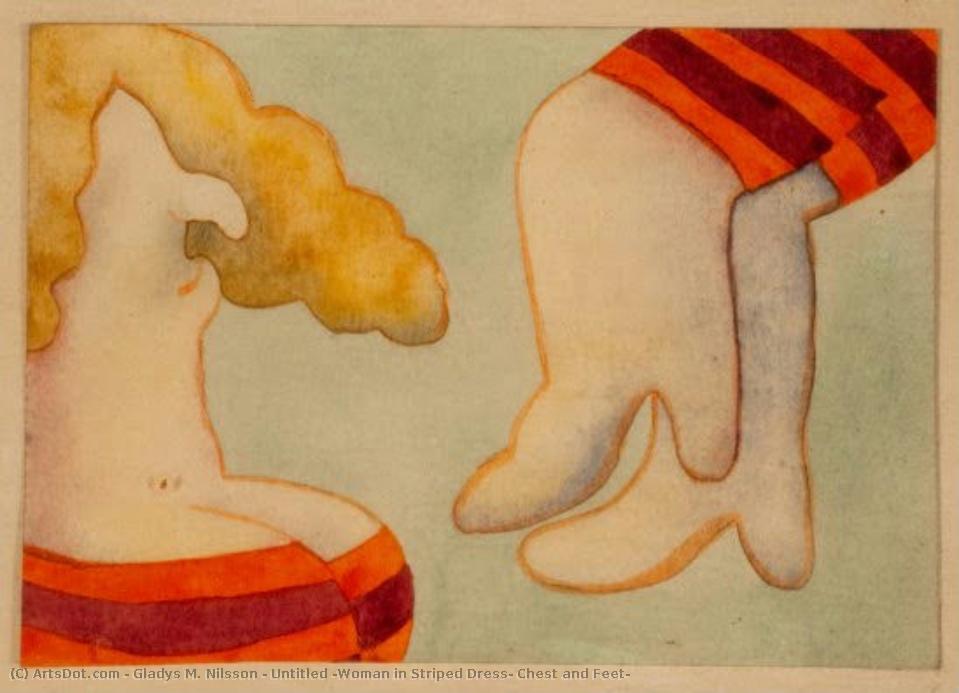 Untitled (woman In Striped Dress, Chest And Feet) — Gladys M. Nilsson