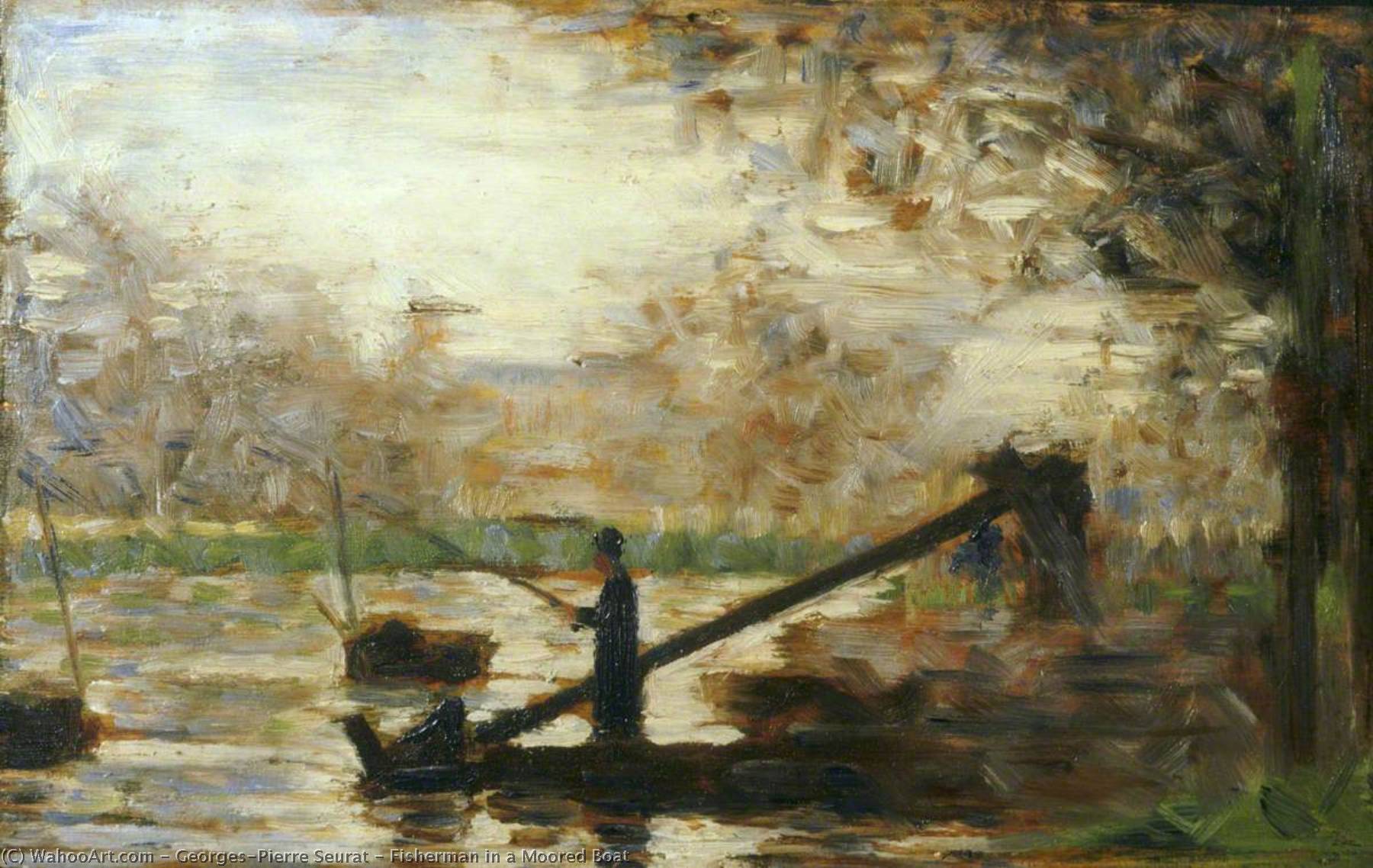 Pescador En Un Bote Amarrado — Georges Pierre Seurat
