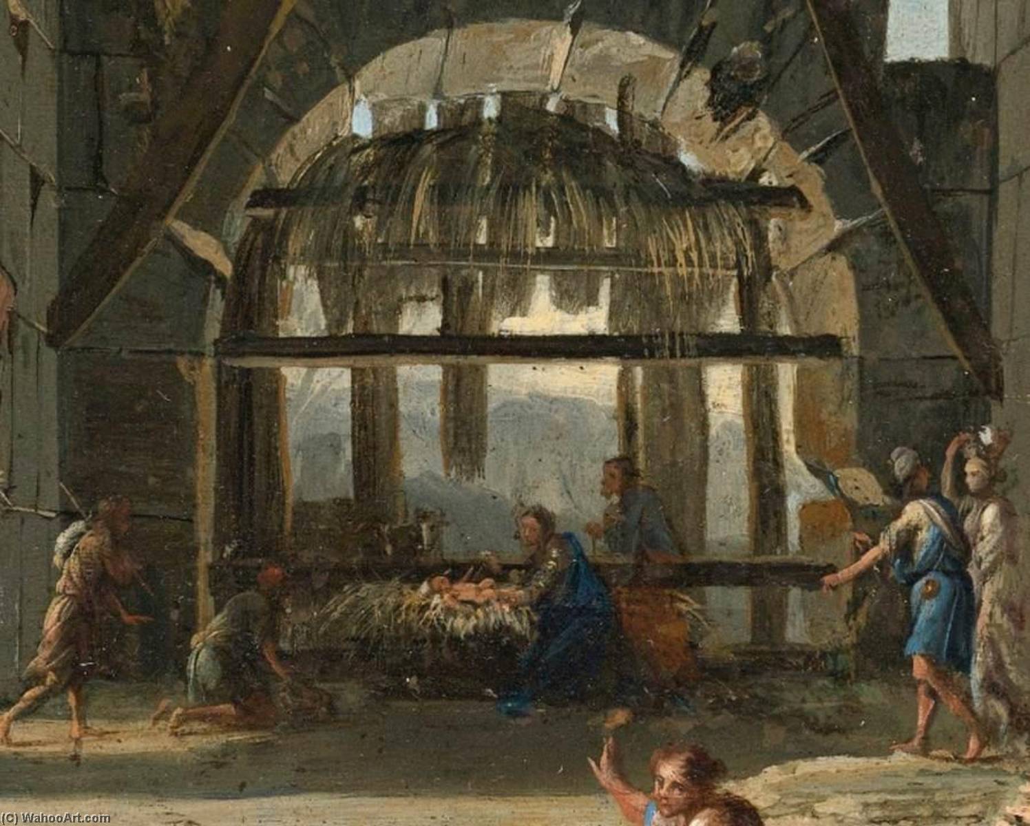 The Nativity In An Ancient Ruin (detail) — Viviano Codazzi