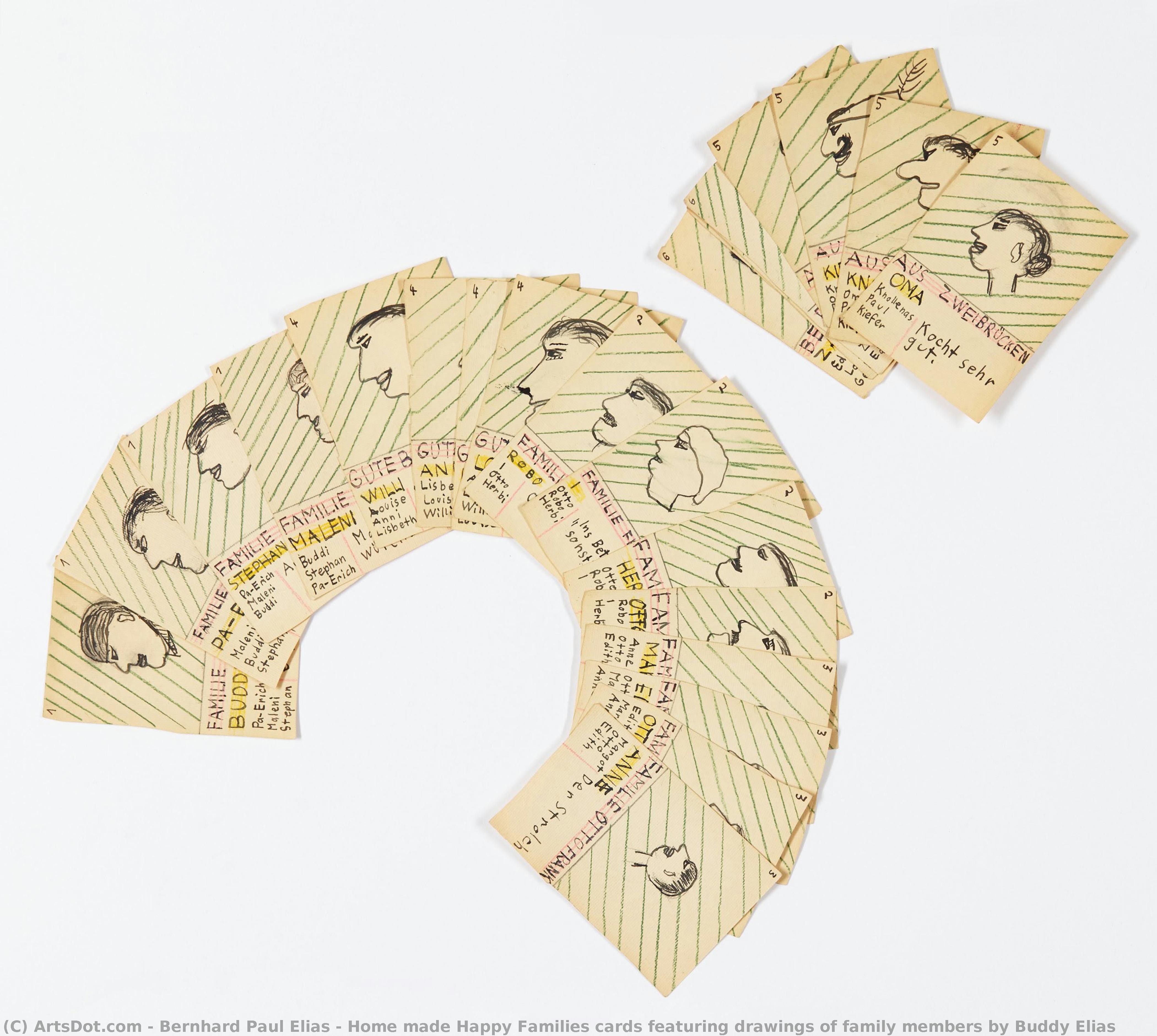 Home Made Happy Families Cards Featuring Drawings Of Family Members By Buddy Elias — Bernhard Paul Elias