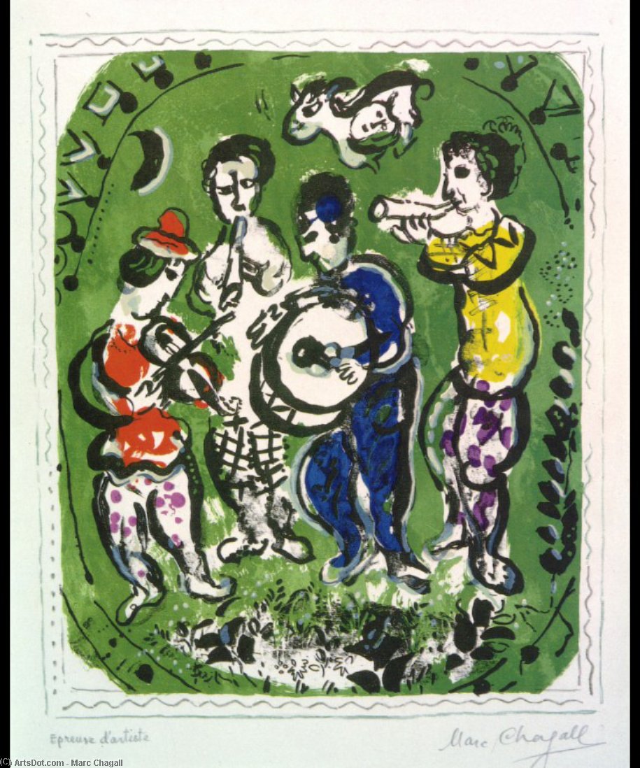 Músicos Sobre Un Fondo Verde — Marc Chagall
