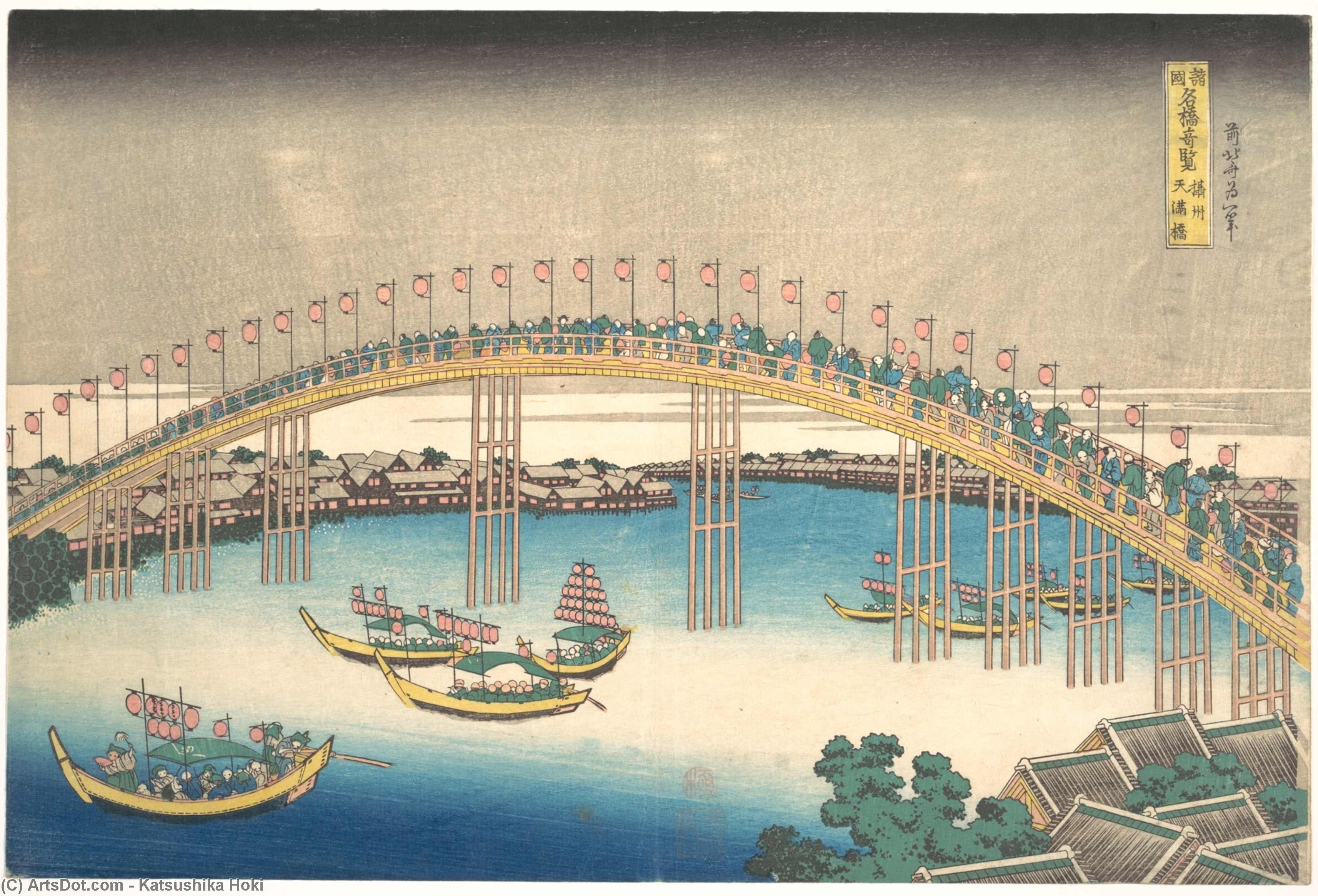 Tenman Bridge At Settsu Province — Katsushika Hokusai