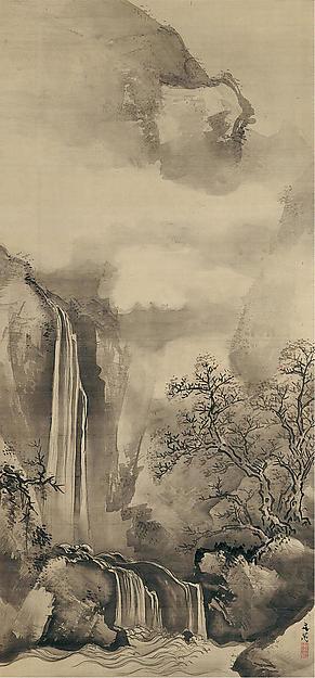 Landscape With Waterfall — Tani Bunchō