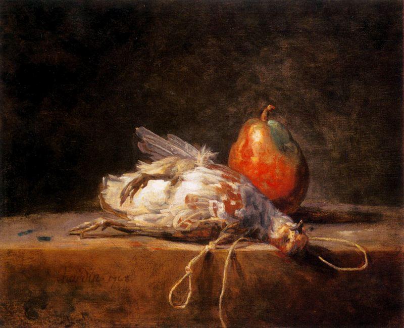 Perdrix Morte, Poire Et Collet Sur Une Table — Jean-baptiste-siméon Chardin
