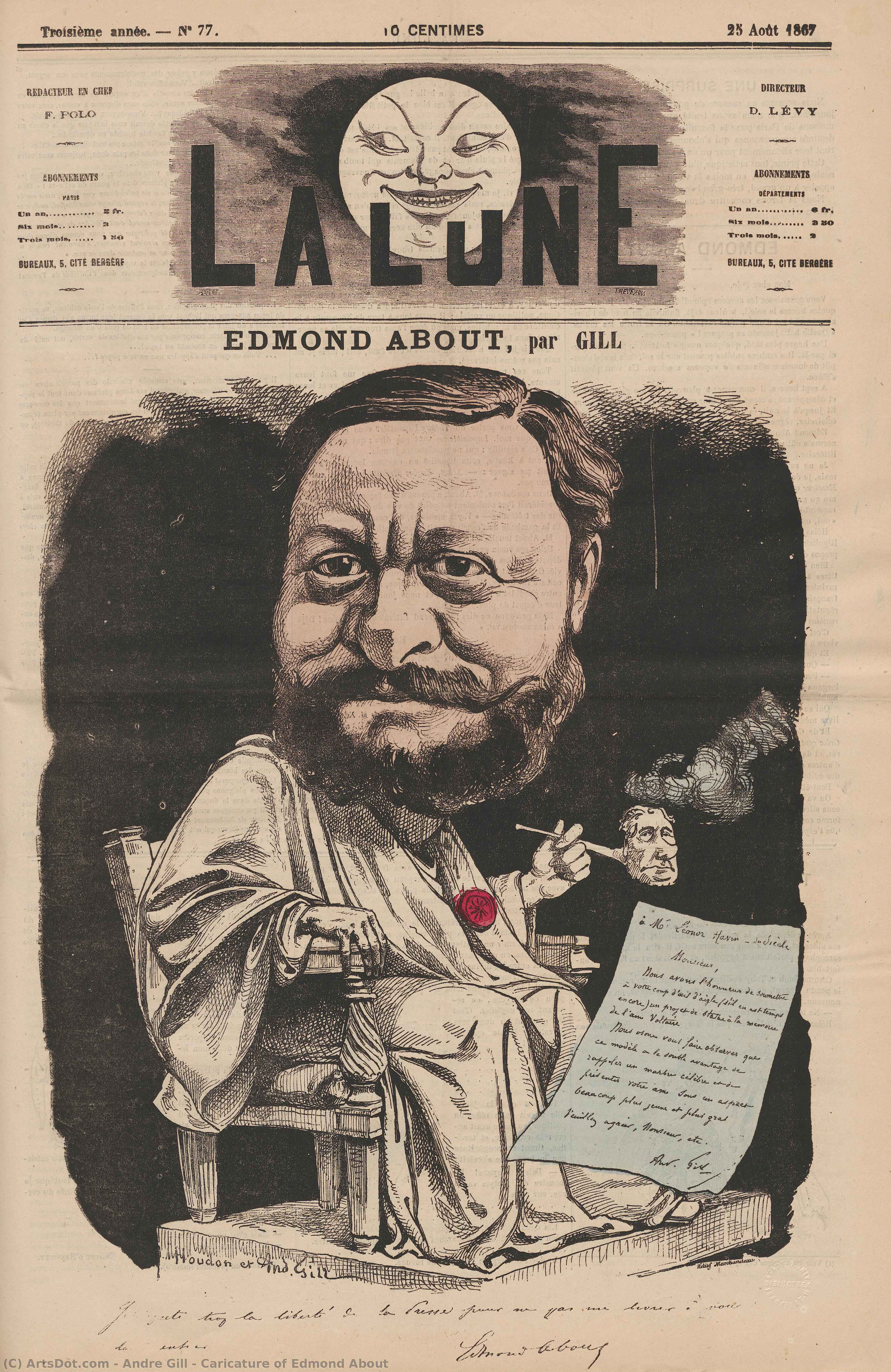Caricature Of Edmond About — André Gill