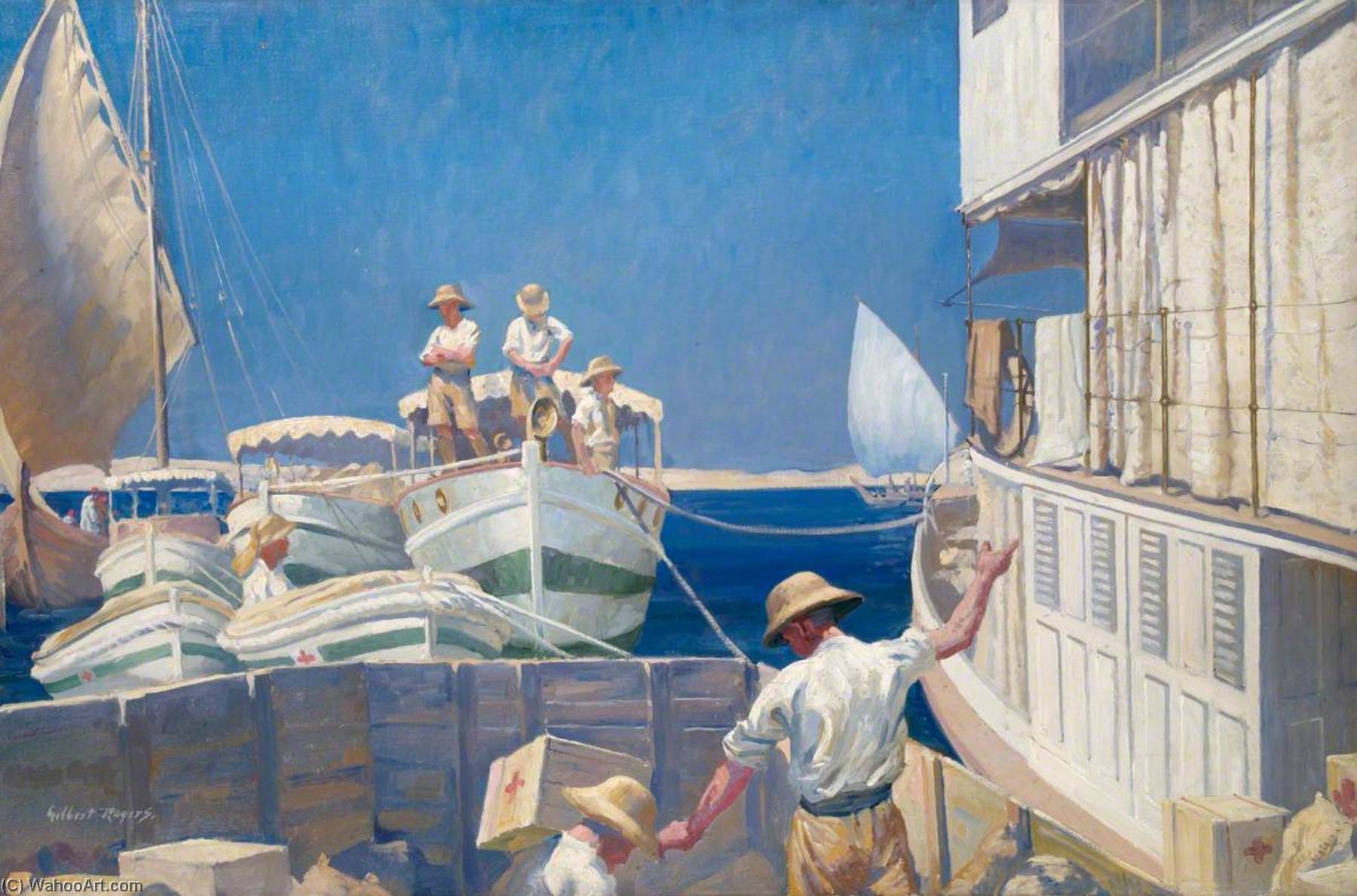 A British Red Cross Society And Order Of St John Of Jerusalem Hospital Ship And Barges On The Tigris — Gilbert Rogers
