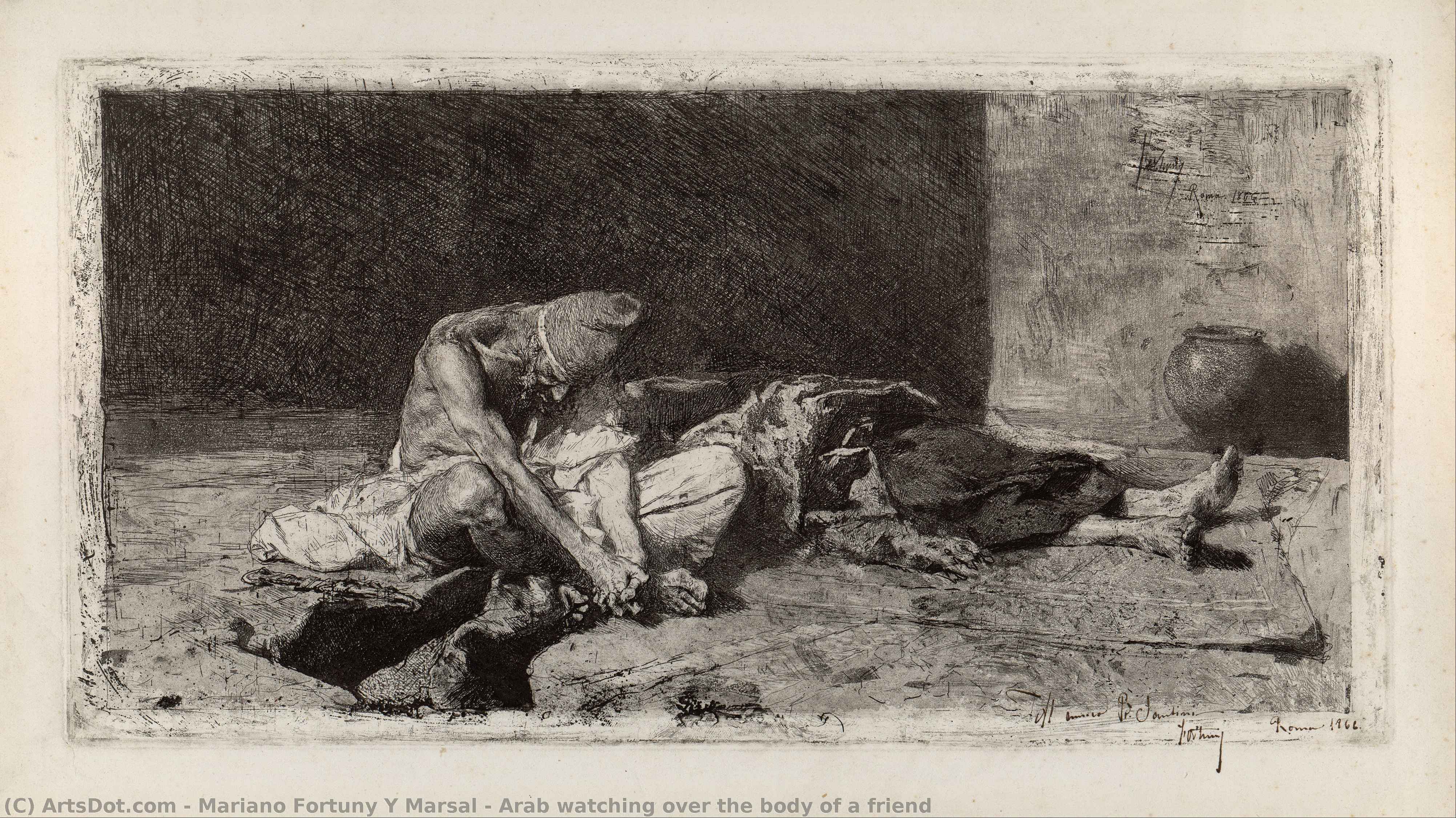 Arab Watching Over The Body Of A Friend — Mariano Fortuny