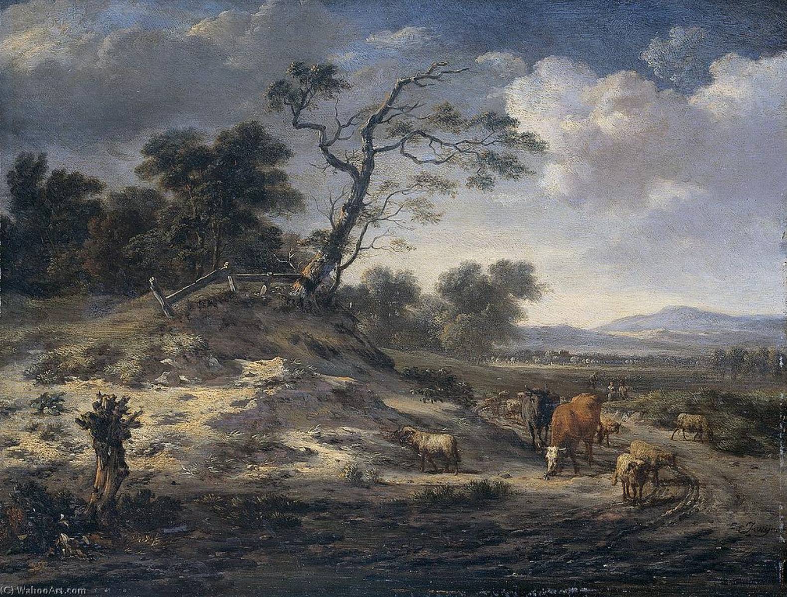 Landscape With Cattle On A Country Road — Jan Jansz Wijnants