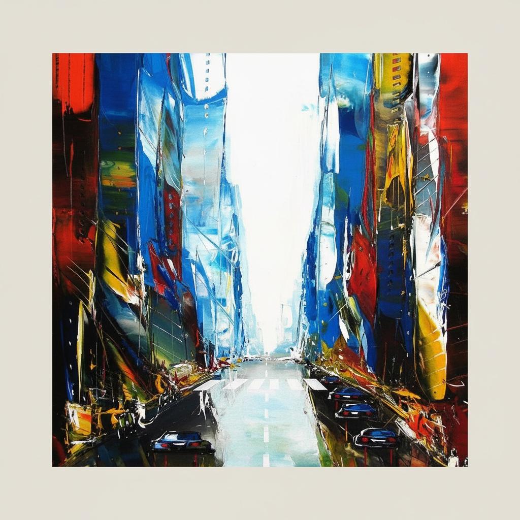 Chromatic Convergence In Cobalt And Crimson: A Monumental Urban Canyon Study — Yann Lambert