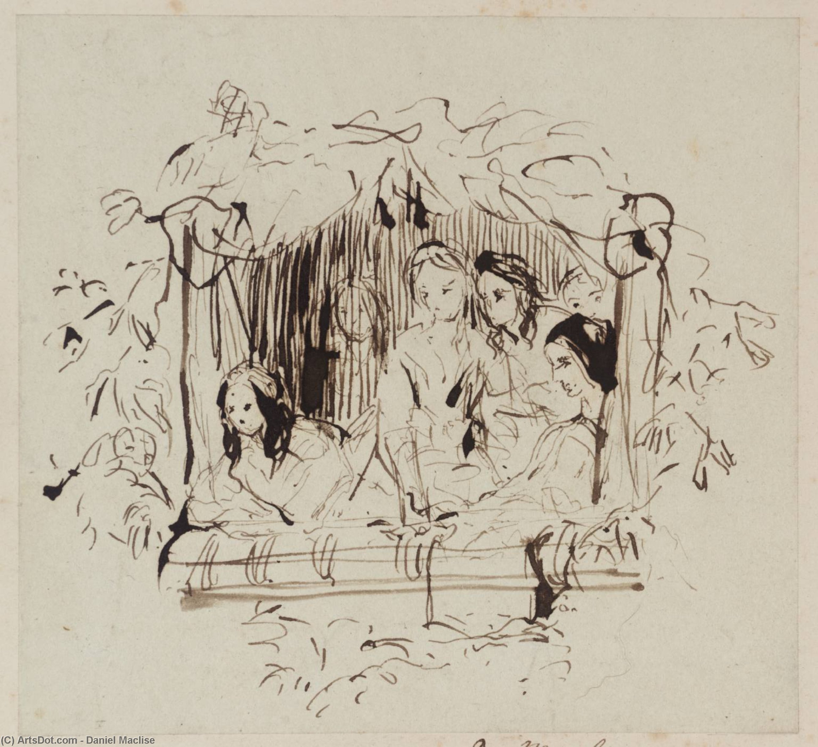 The Opera Box, Design For A Wood Engraving. Preliminary Sketch — Daniel Maclise
