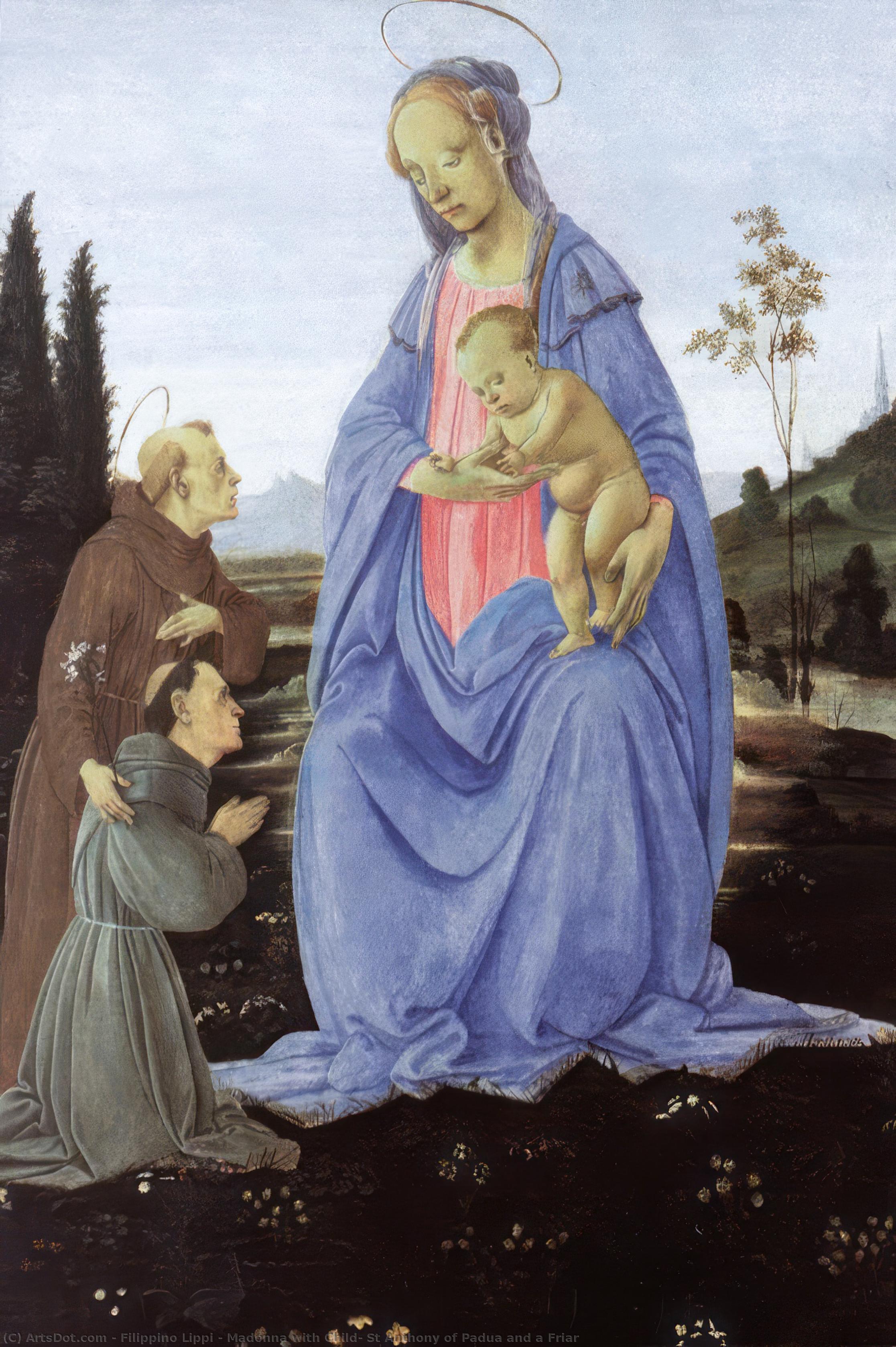 Madonna Mit Kind, Der Heilige Antonius Von Padua Und Ein Franziskaner — Filippino Lippi