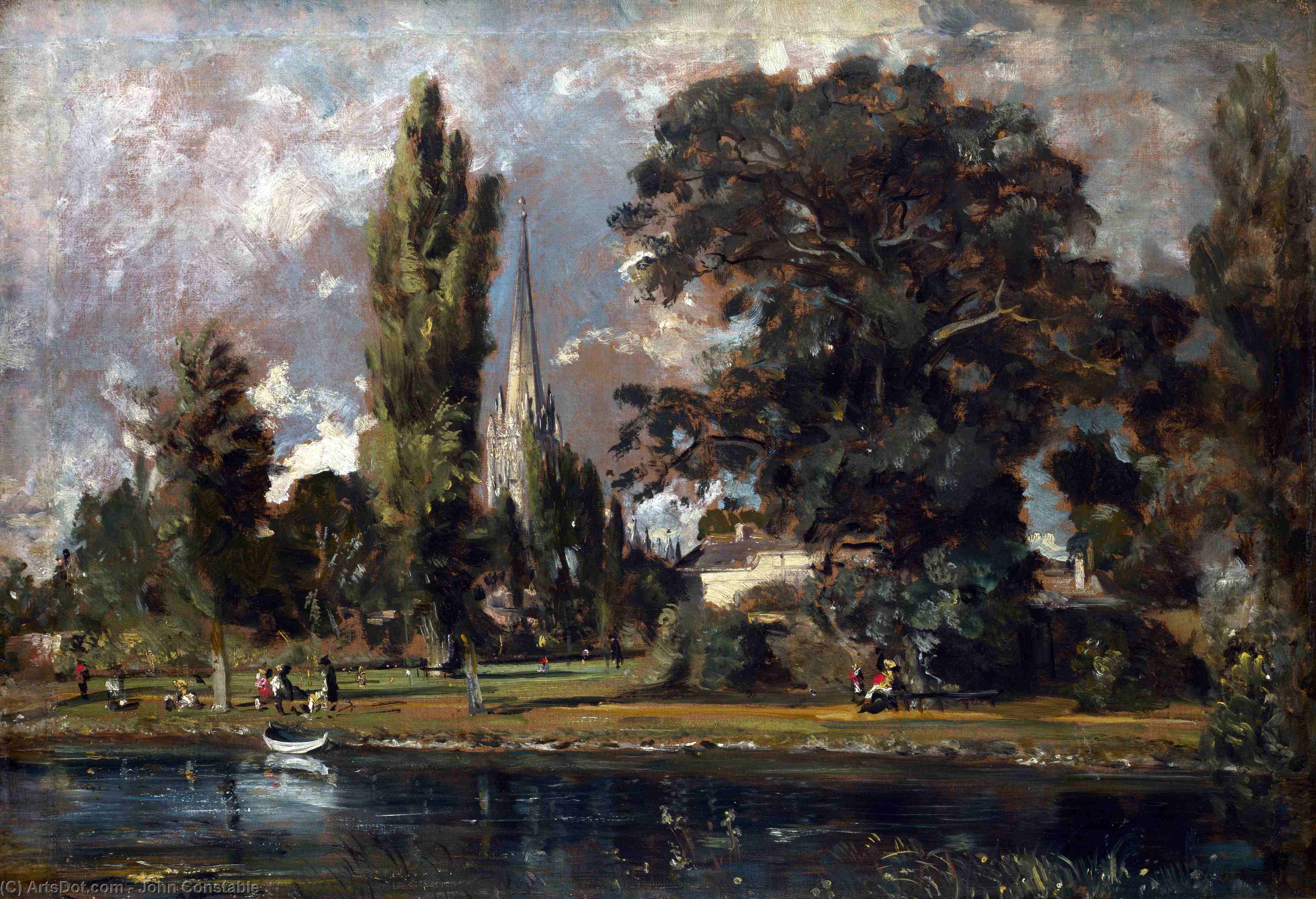 Salisbury Cathedral And Leadenhall From The River Avon — ジョン・コンスタブル