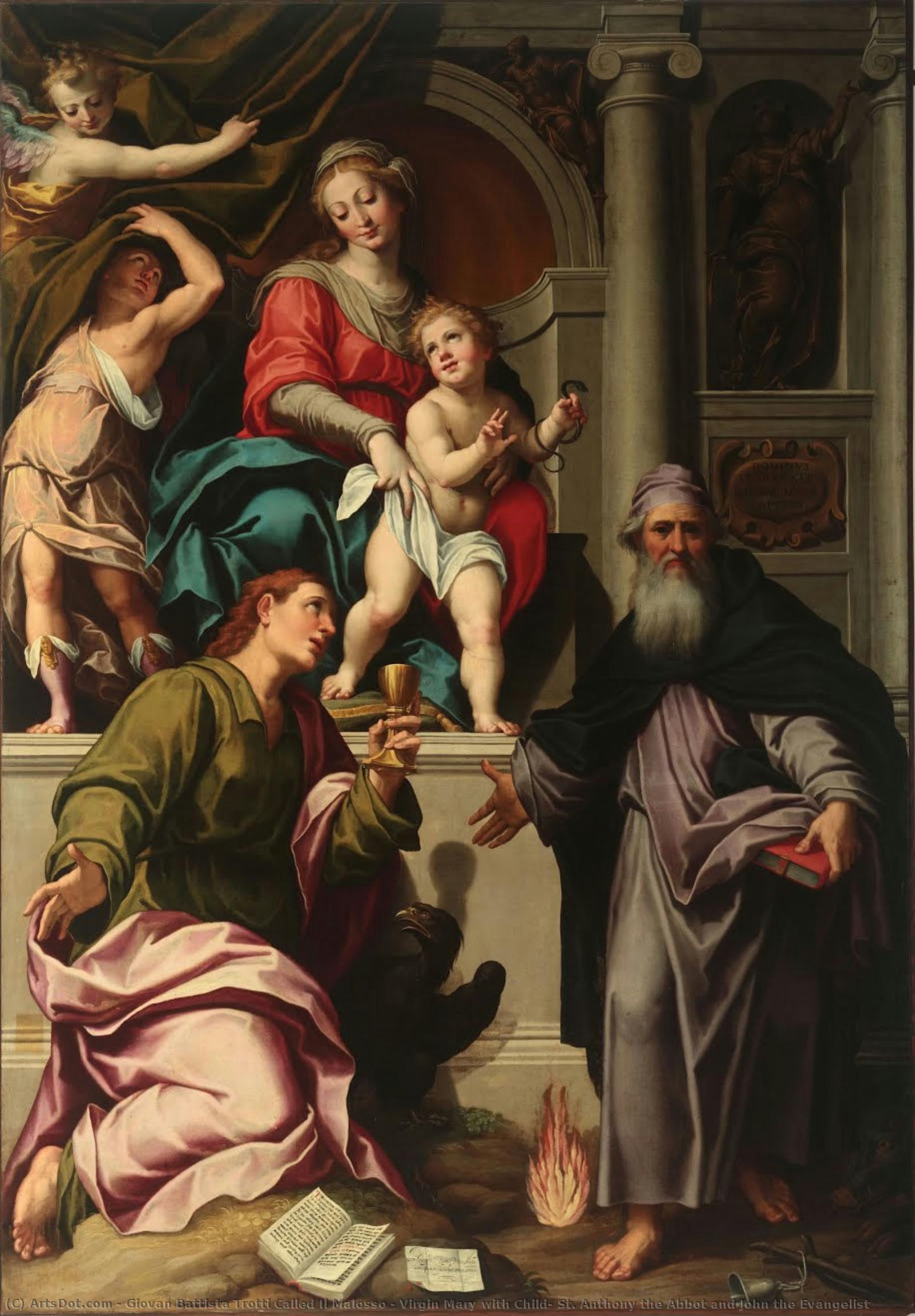 Virgin Mary With Child, St. Anthony The Abbot And John The Evangelist — Giovan Battista Trotti Called Il Malosso