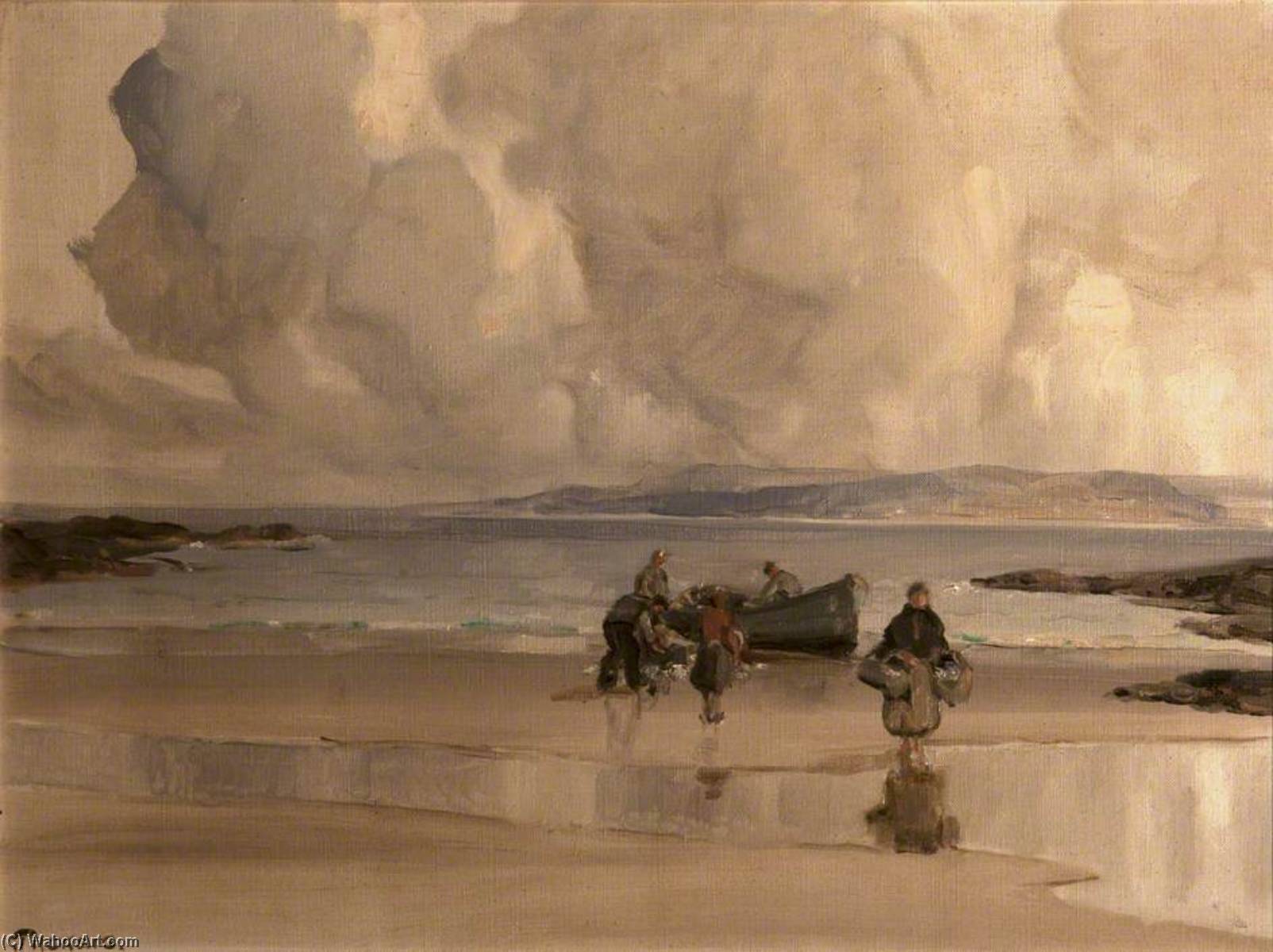 Early Morning, Fishing Boat On A Strand — James Humbert Craig