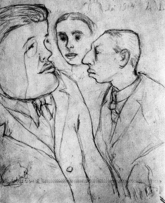 Diaghilev, Gontcharova And Stravinsky — Mikhail Fiodorovich Larionov