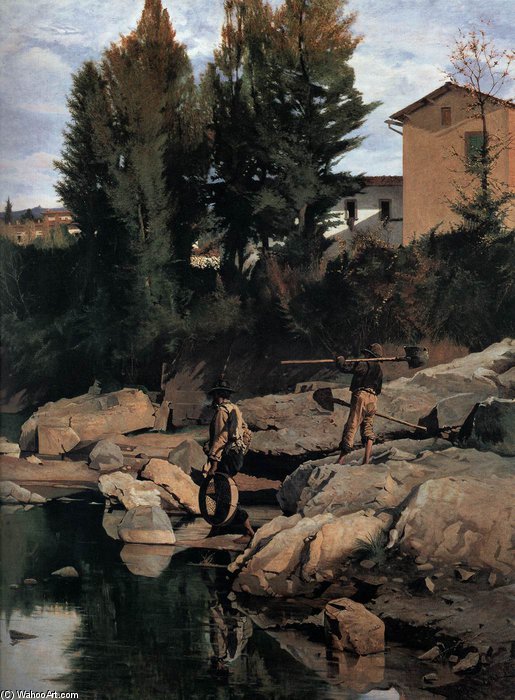 Sand Diggers On The Mugnone — Odoardo Borrani