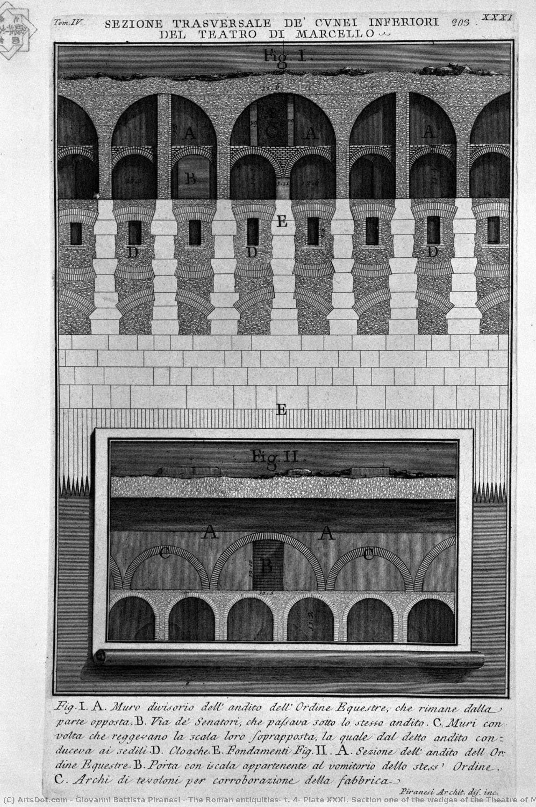 The Roman Antiquities, T. 4, Plate Xxxi. Section One Of The Wedges Of The Theatre Of Marcellus. — Giovanni Battista Piranesi