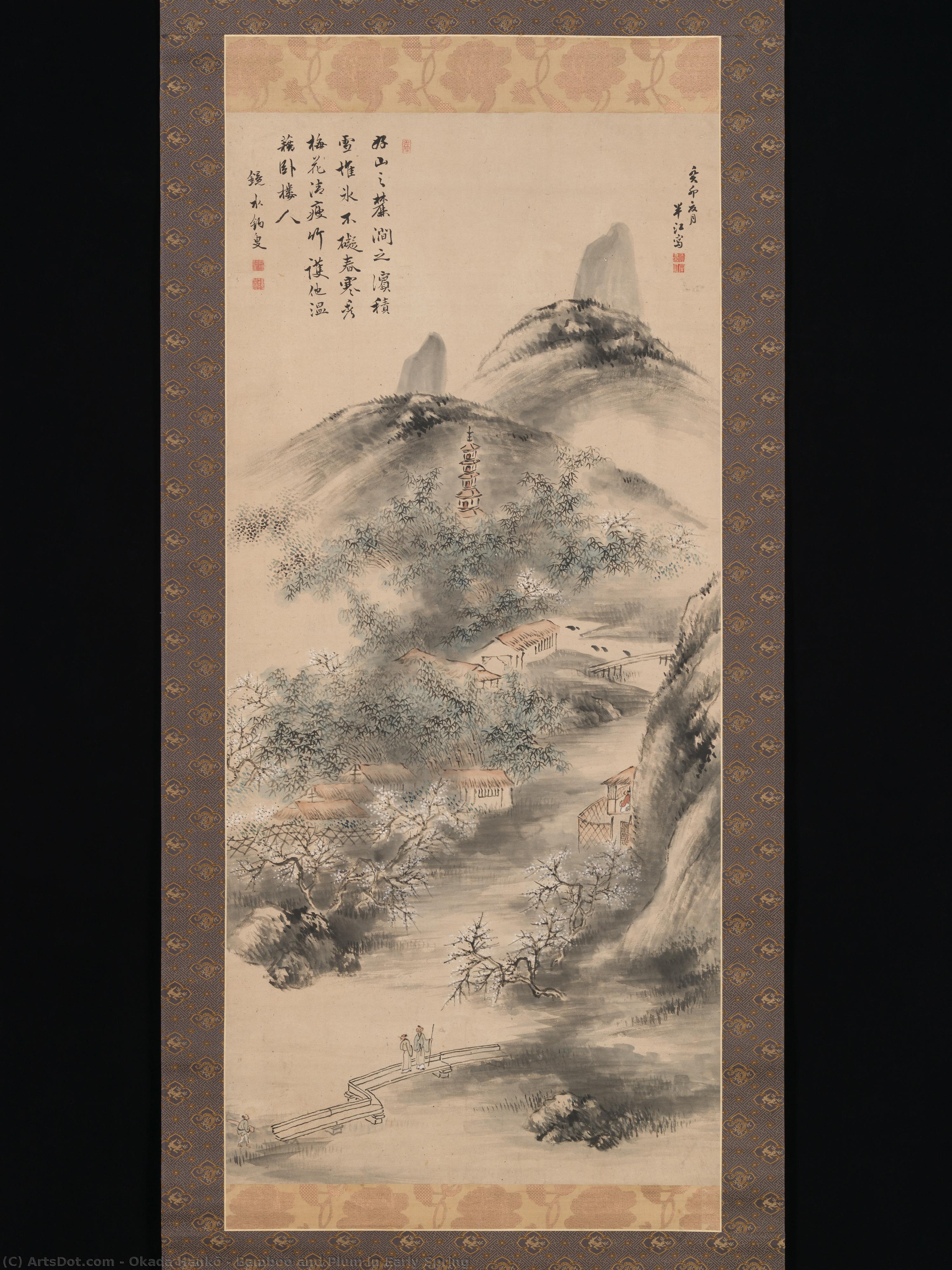 Bamboo And Plum In Early Spring — Okada Hankō
