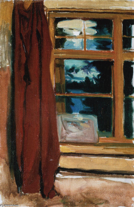 Kalela's Library In Moonlight — Akseli Gallen-kallela
