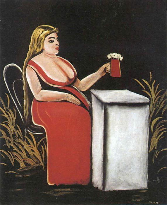 Woman With A Mug Of Beer — Niko Pirosmani