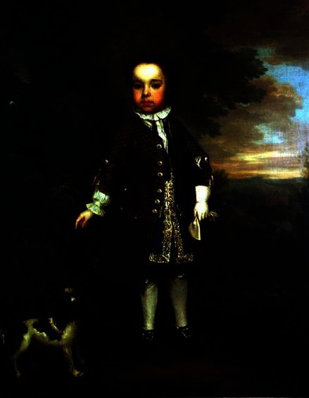 Portrait Of A Small Boy With A Spaniel And A Parrot — Bartholomew Dandridge