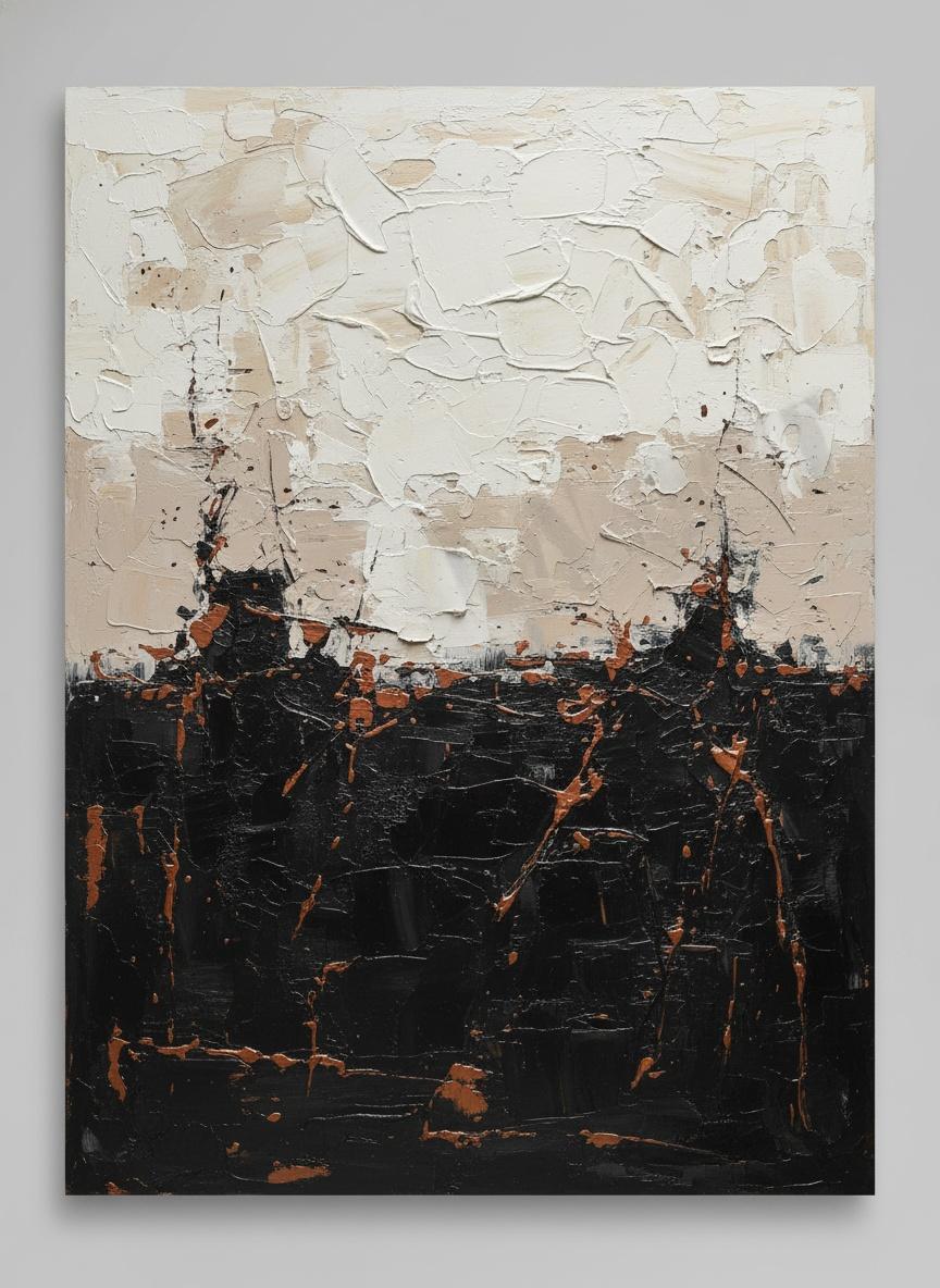 Monolithic Horizon Of Fractured Earth And Ethereal Cream Impasto Layers — David Moreau