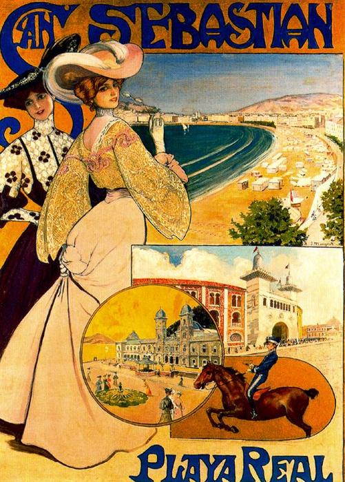 Sketch Of The Tourist Poster For San Sebastian. Playa Real — José Mongrell Torrent