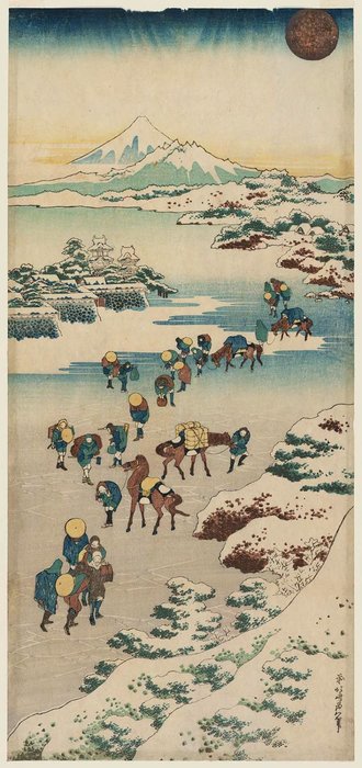 Überqueren Des Eises Am See Suwa In Der Provinz Shinano — Katsushika Hokusai