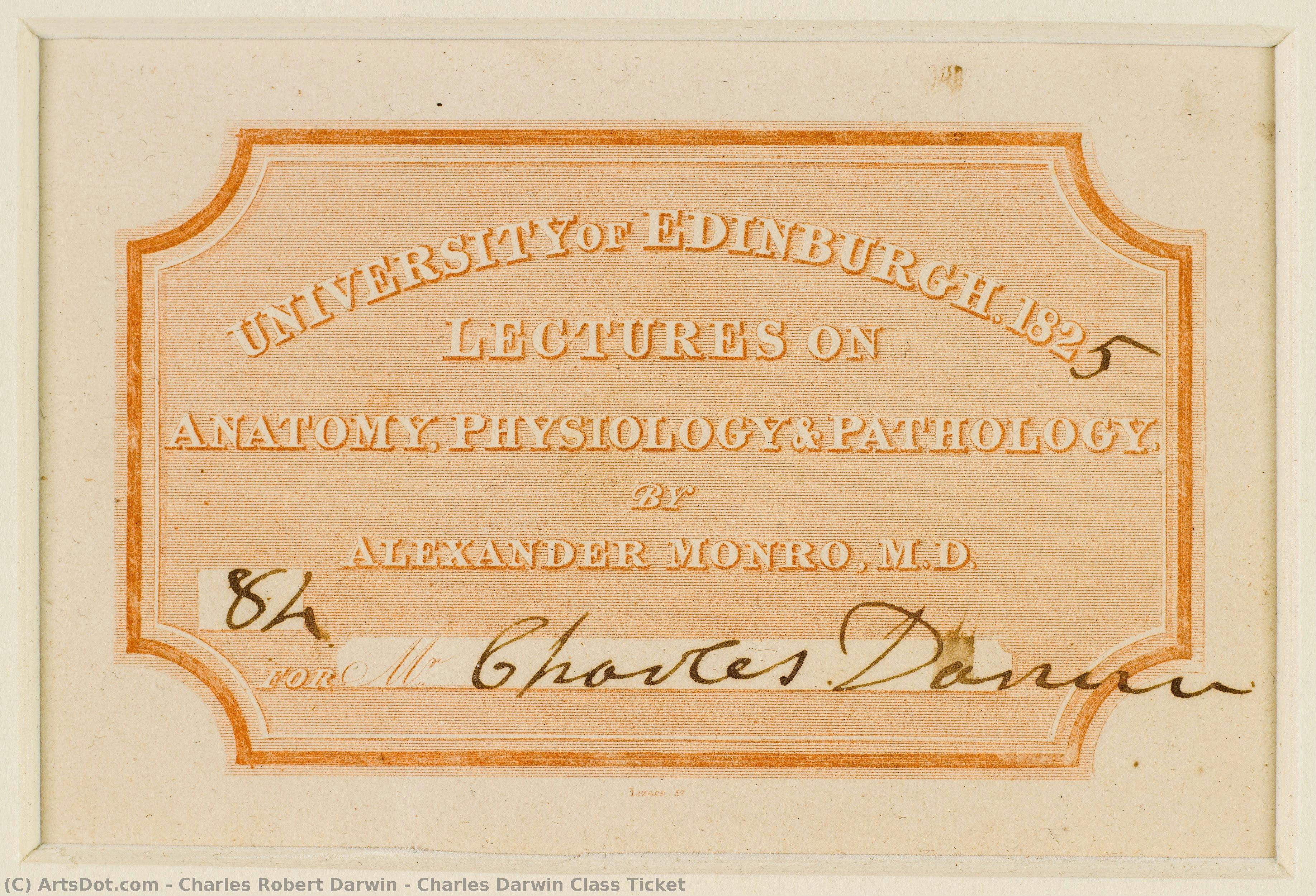 Charles Darwin Class Ticket — Charles Robert Darwin