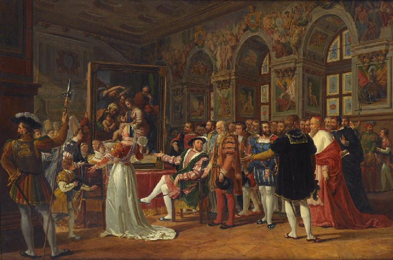 Francois Ier Recevant Dans La Salle Des Suisses À Fontainebleau La Grande Sainte Famille De Raphaël — Anicet Charles Gabriel Lemonnier